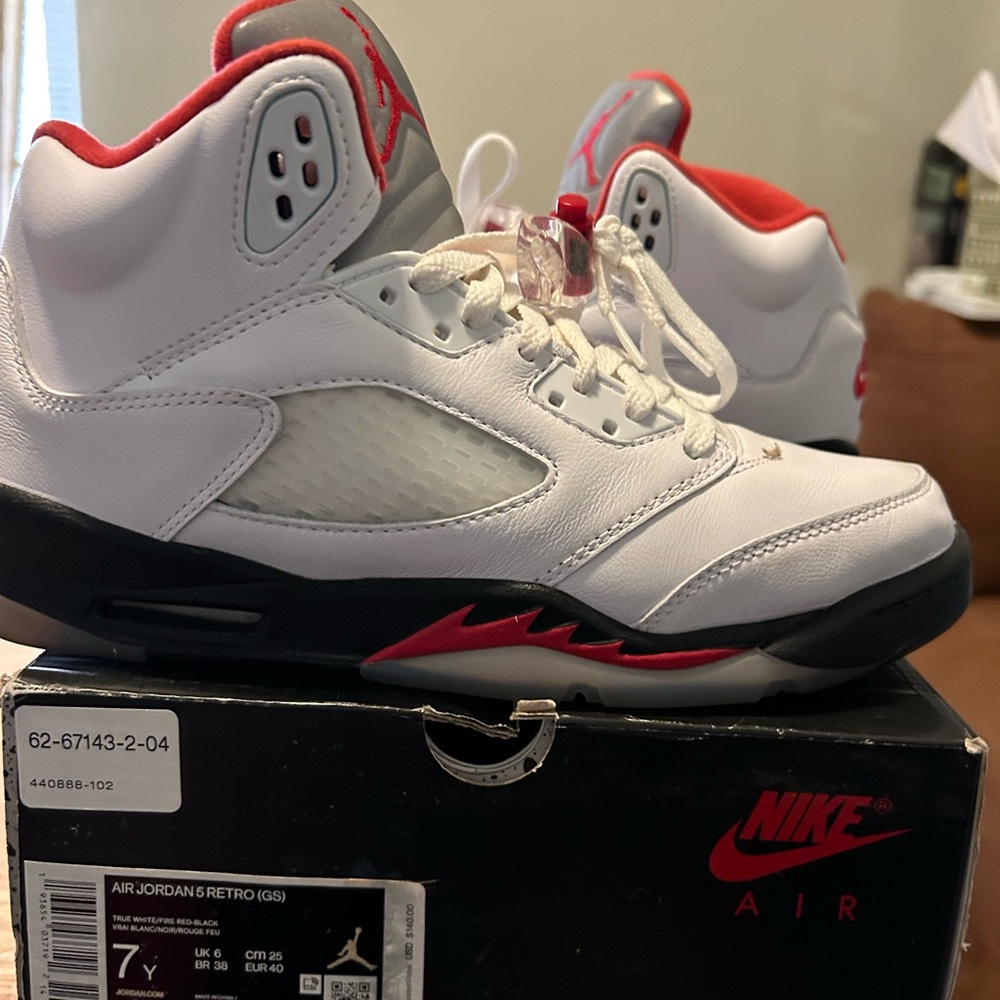 Nike Air Jordan 5 Retro White and Red Sneakers